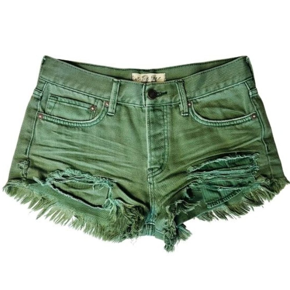 Green Denim Jean Shorts